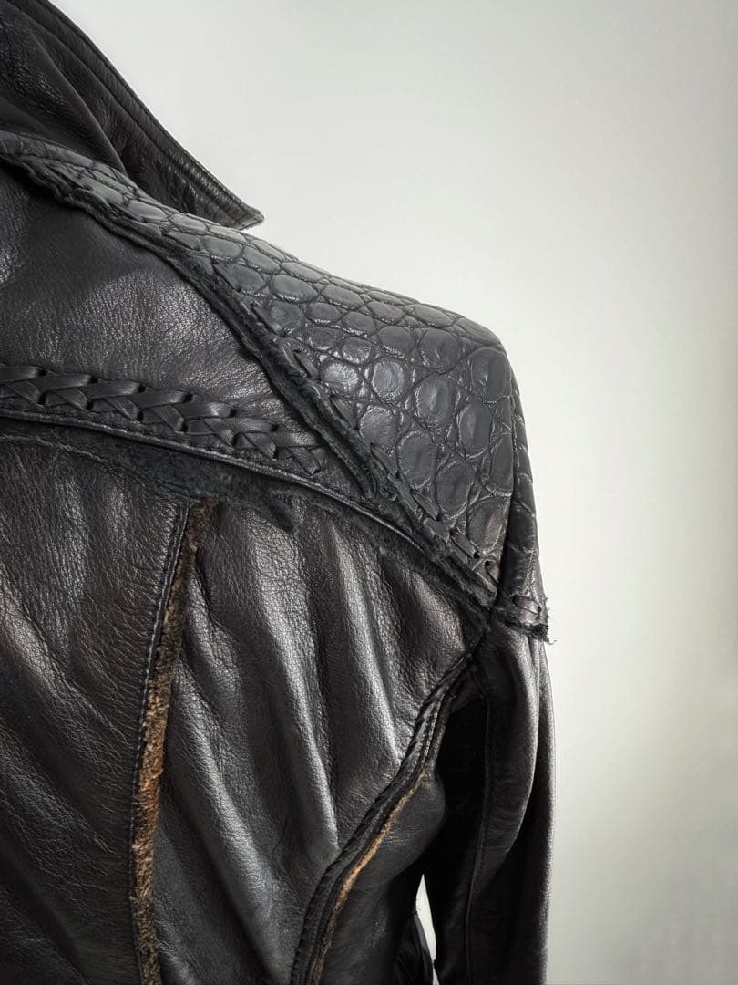 【特注品】14thaddiction レザージャケット クロコダイル調 革ジャン