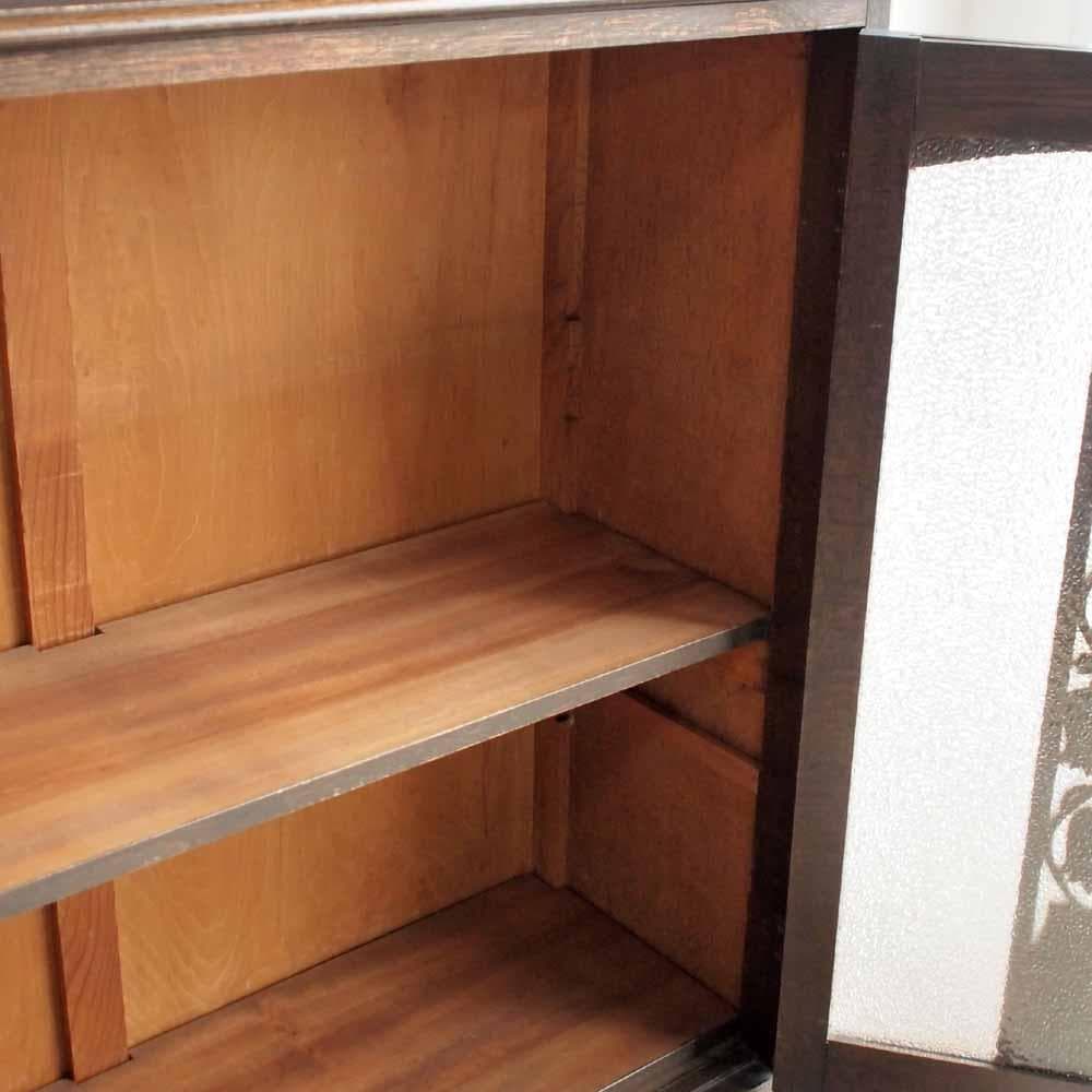 昭和レトロ 落ち着いた木味のキャビネット ダイヤガラス ZR24225