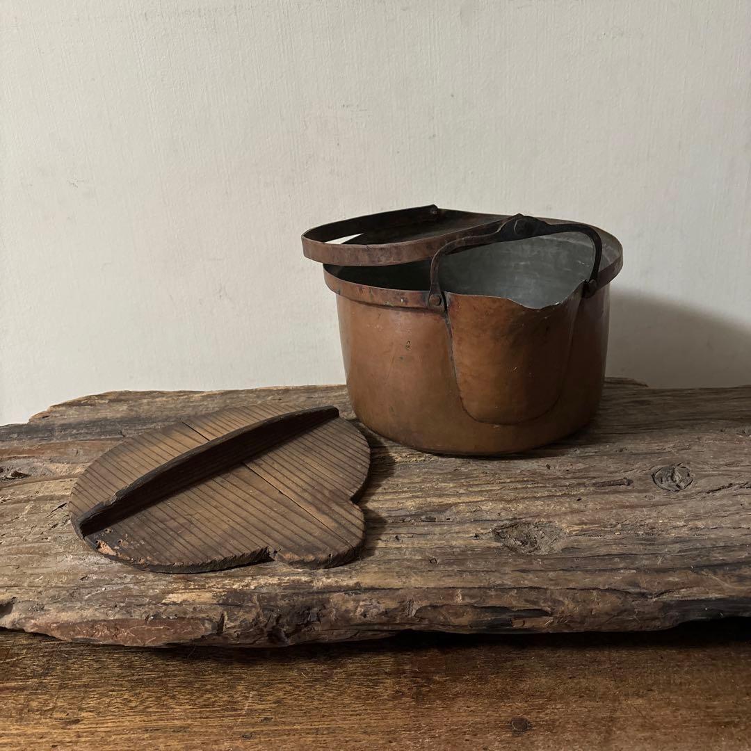 シャビー　古い片口銅鍋　その③コッパーケトル　薬缶　ガーデニング　古道具　検李朝