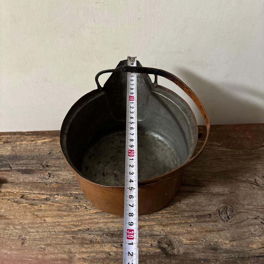 シャビー　古い片口銅鍋　その③コッパーケトル　薬缶　ガーデニング　古道具　検李朝