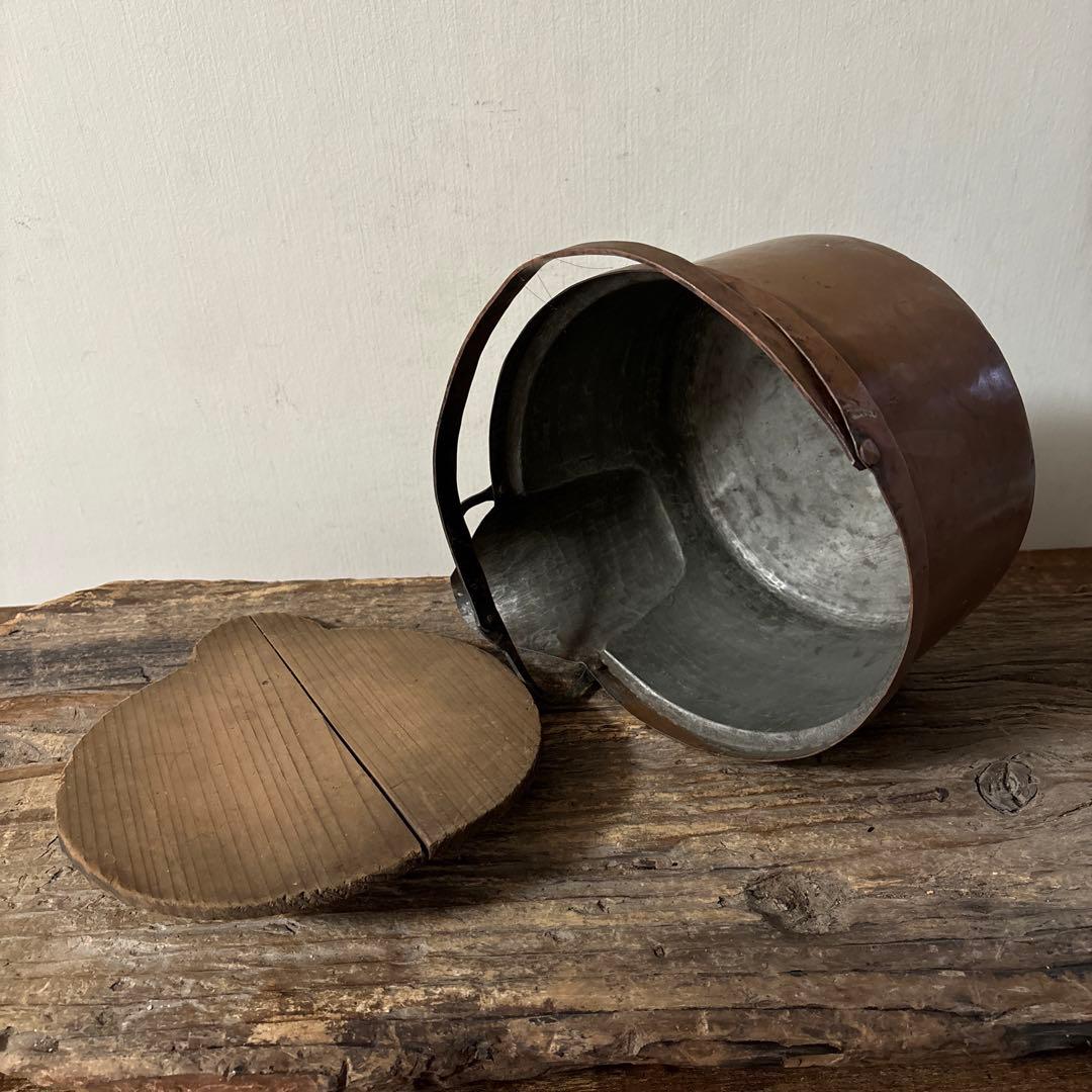 シャビー　古い片口銅鍋　その③コッパーケトル　薬缶　ガーデニング　古道具　検李朝