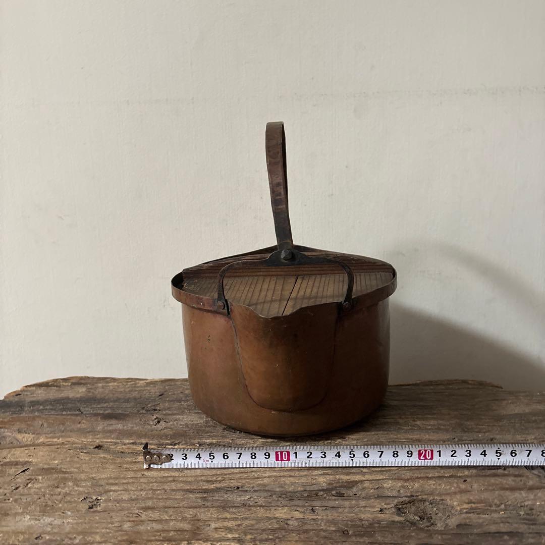シャビー　古い片口銅鍋　その③コッパーケトル　薬缶　ガーデニング　古道具　検李朝