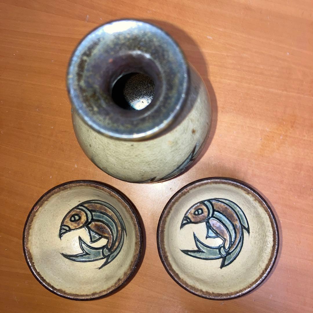 未使用　徳利＆盃2個　人間国宝　（故）金城次郎の長男・敏男作品　バラ売り可能