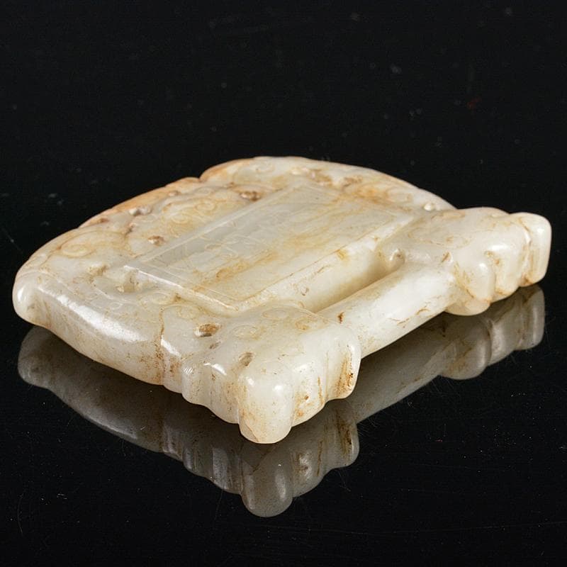 中国　玉石白玉彫刻　玉器　玉壁　玉飾　玉珮　M　R5484