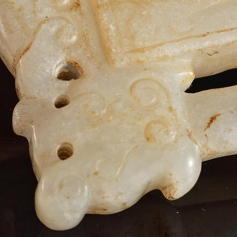 中国　玉石白玉彫刻　玉器　玉壁　玉飾　玉珮　M　R5484