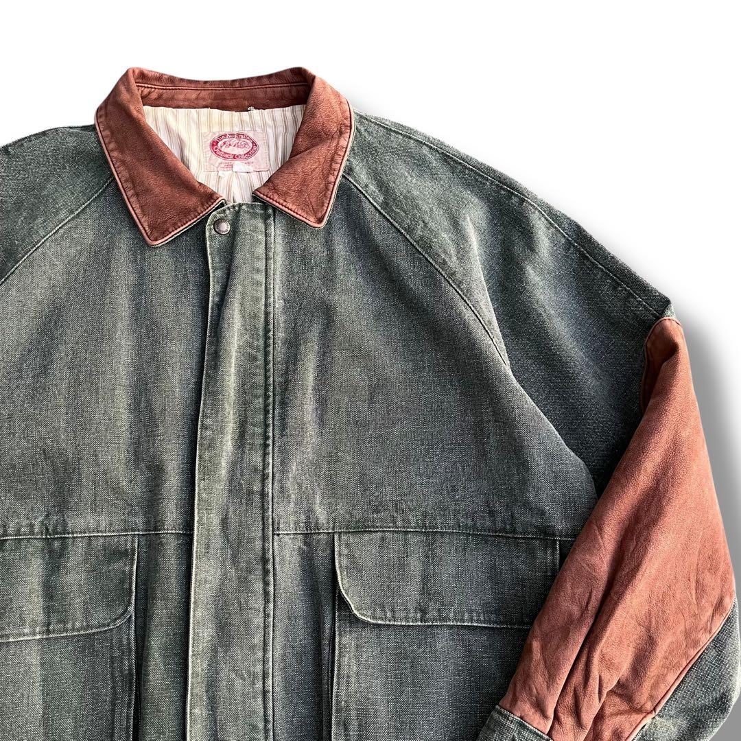 90’s vintage デニムブルゾン レザー切り替え ハリントンジャケット