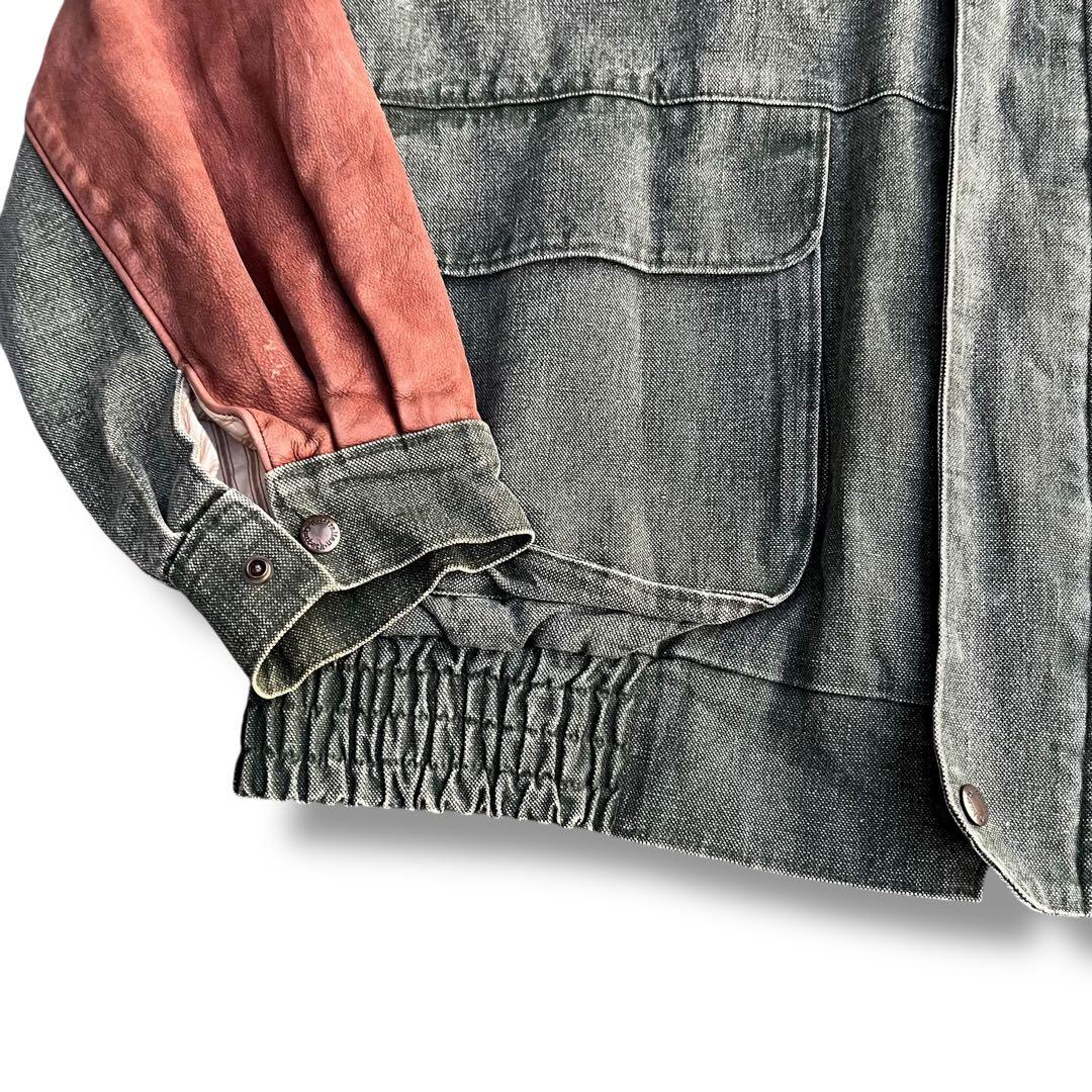 90’s vintage デニムブルゾン レザー切り替え ハリントンジャケット