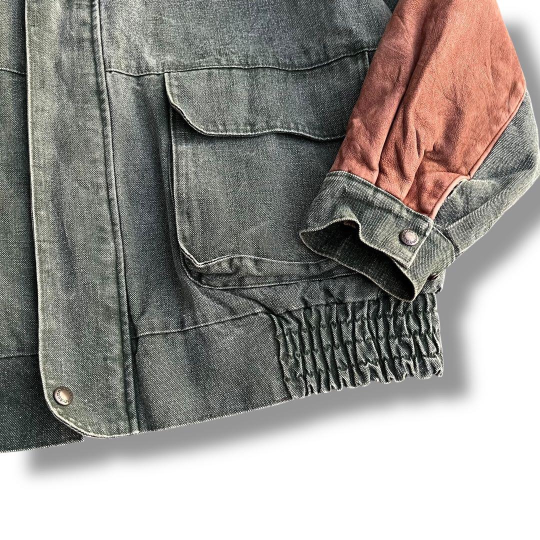 90’s vintage デニムブルゾン レザー切り替え ハリントンジャケット