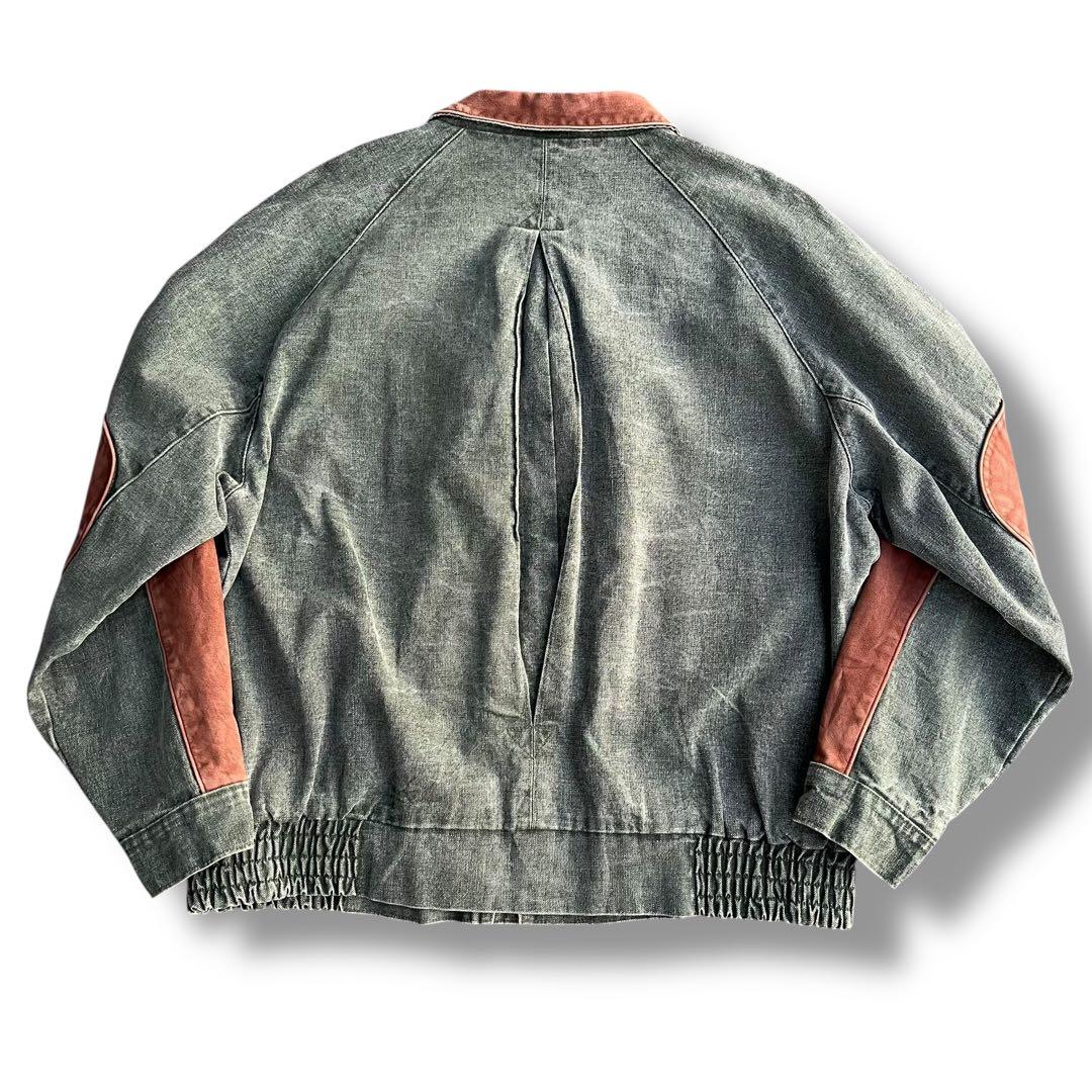 90’s vintage デニムブルゾン レザー切り替え ハリントンジャケット