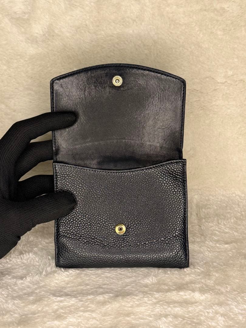 【CHANEL✨】二つ折り財布 キャビアスキン ブラック