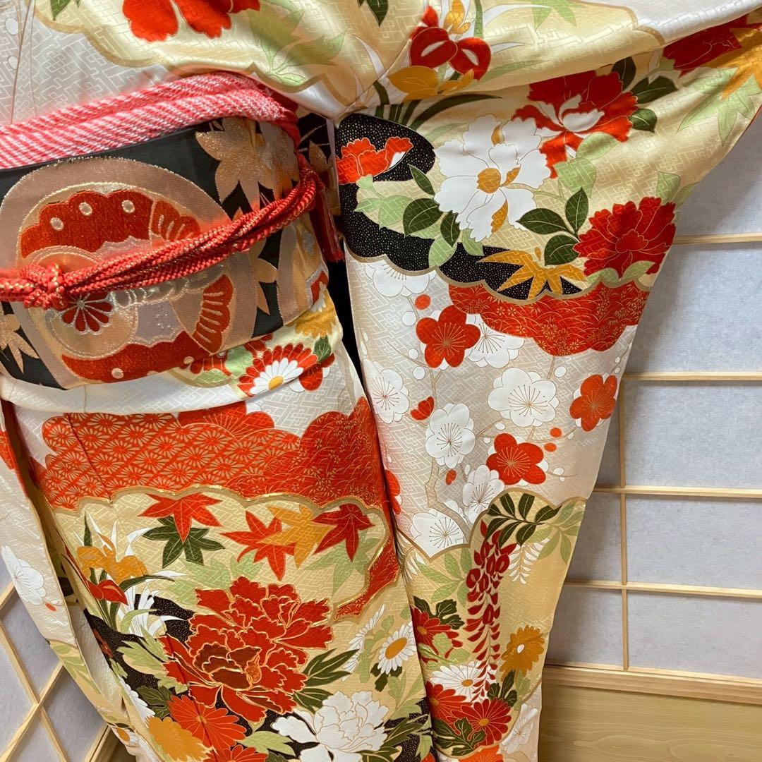 波乗りジョニー様［7180］振袖 草花文 駒刺繍 成人式 卒業式 正絹 着物 袷