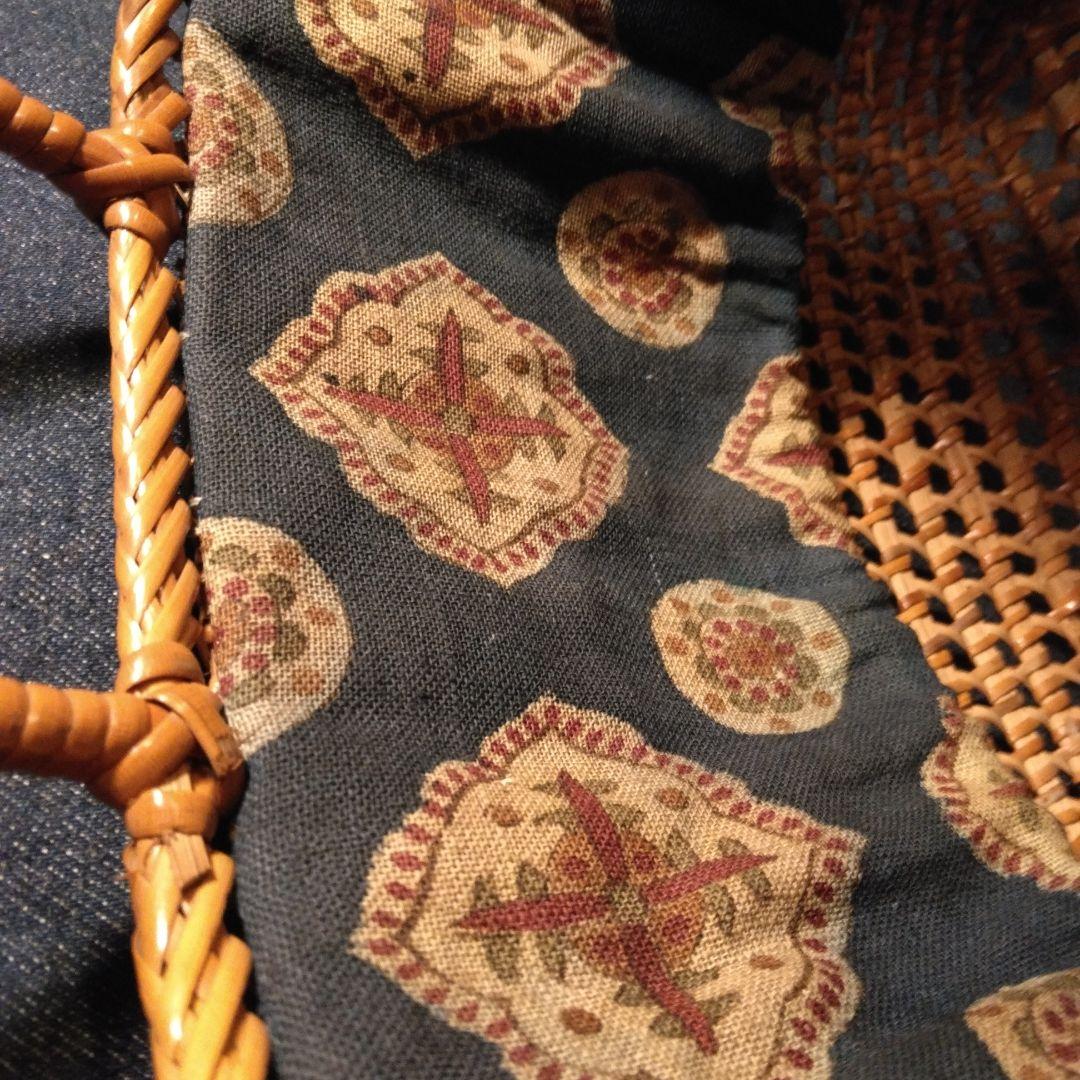 戦前の手提げバック　竹製？ 骨董　和更紗　中古品　アンティーク　着物