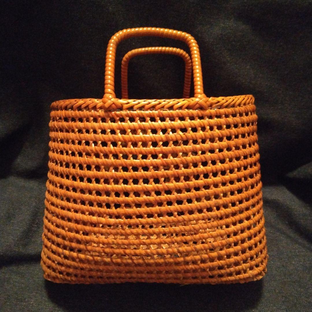 戦前の手提げバック　竹製？ 骨董　和更紗　中古品　アンティーク　着物