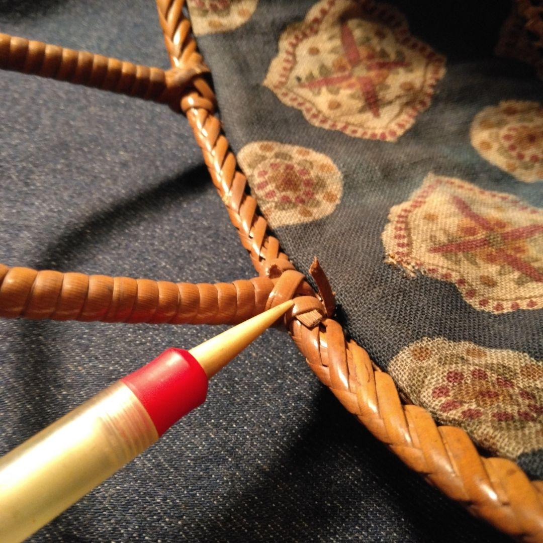 戦前の手提げバック　竹製？ 骨董　和更紗　中古品　アンティーク　着物