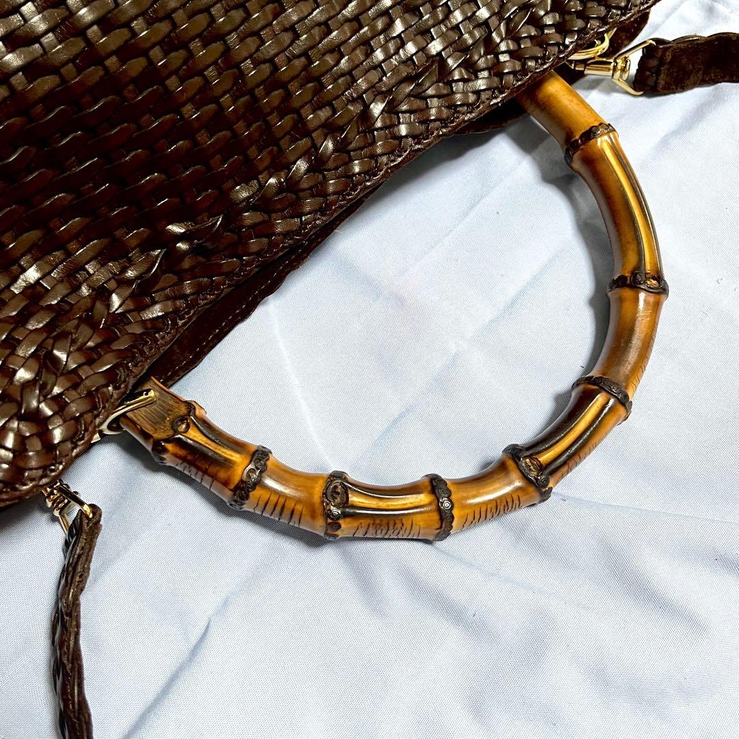 GUCCI グッチ バンブー 2WAYショルダーバッグ こげ茶 オールド