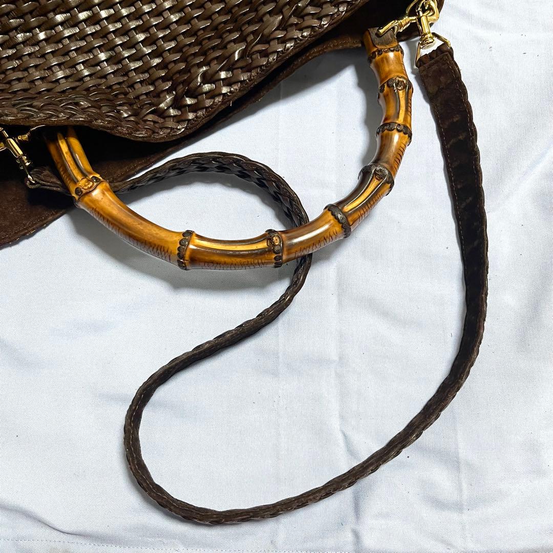 GUCCI グッチ バンブー 2WAYショルダーバッグ こげ茶 オールド