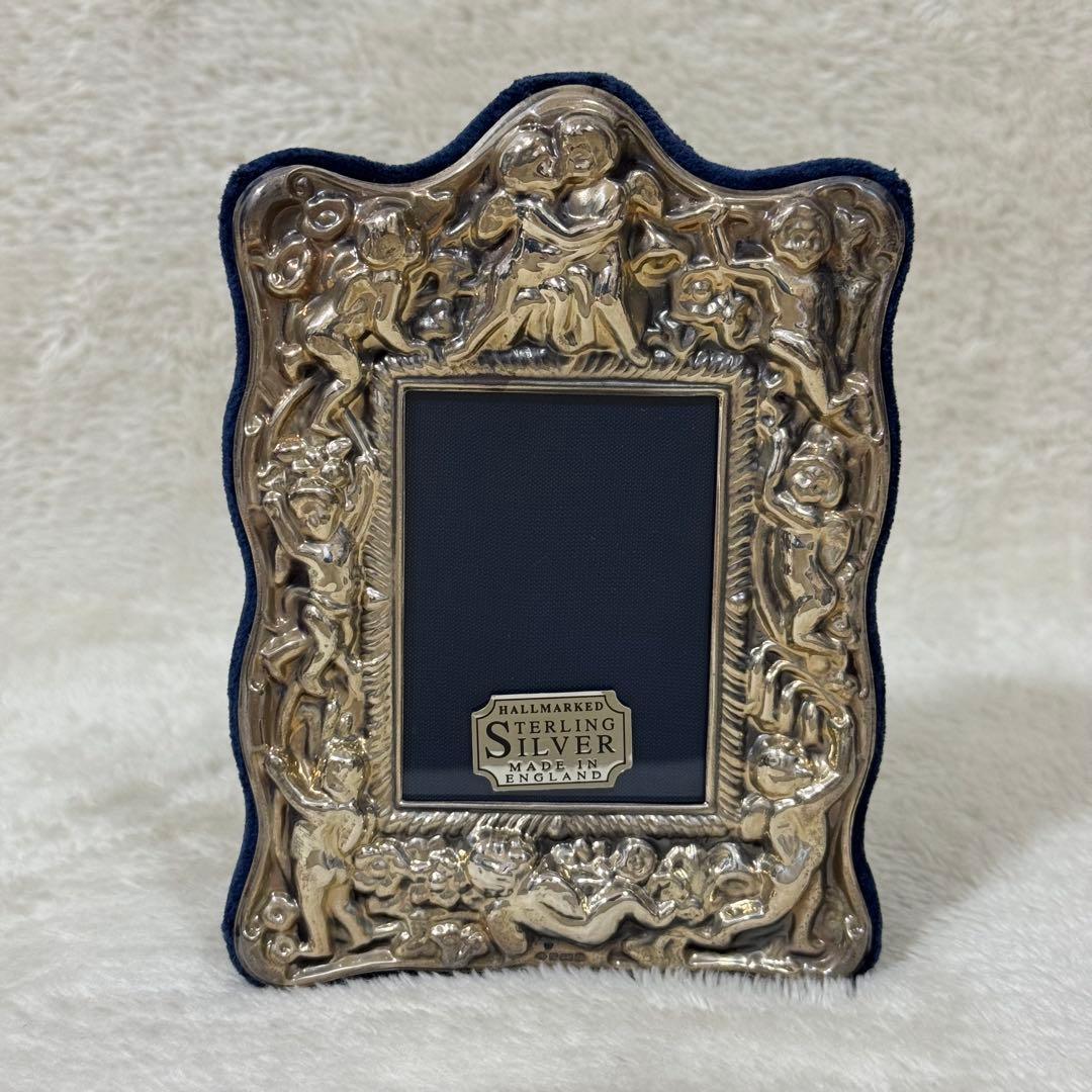 純銀 フォトフレーム 写真立て アンティーク レトロ おしゃれ エンジェル