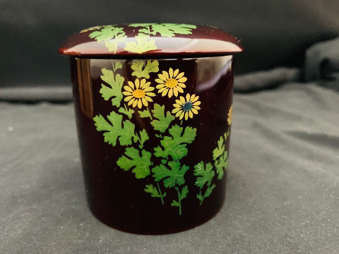 菊蒔絵　金輪寺　加賀蒔絵　鈴村清斎　輪島塗　棗　共箱付き