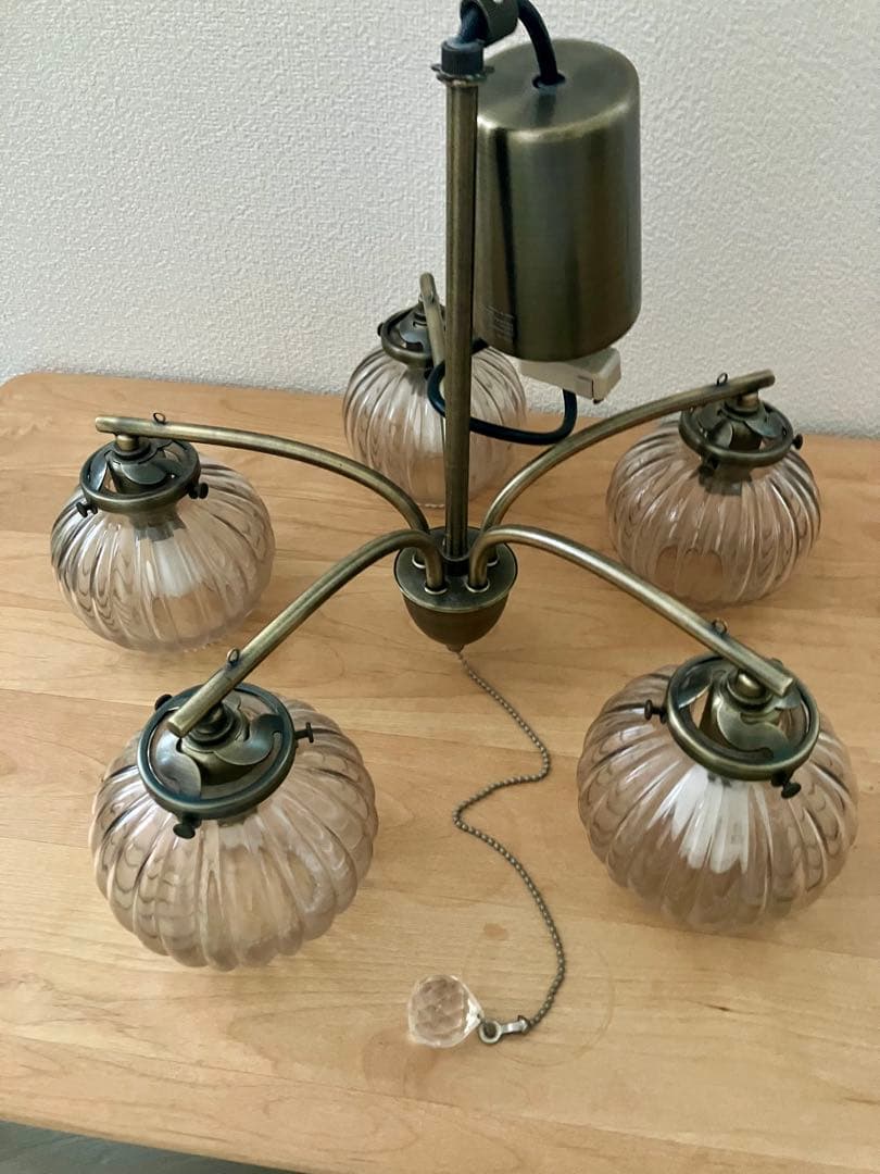 インターフォルム リプリ プリーツガラスのシーリングライト 5灯 アンティーク調