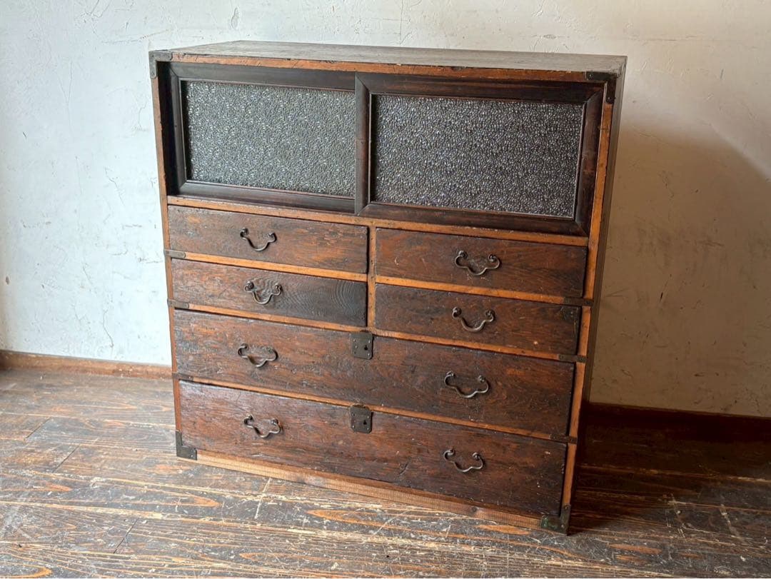 ダイヤガラス ミニ箪笥 インテリア 昭和レトロ 当時物 古道具