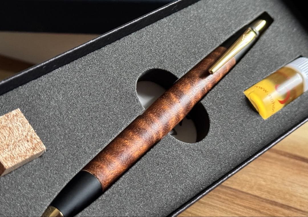 野原工芸　サペリ杢　スリムボールペン