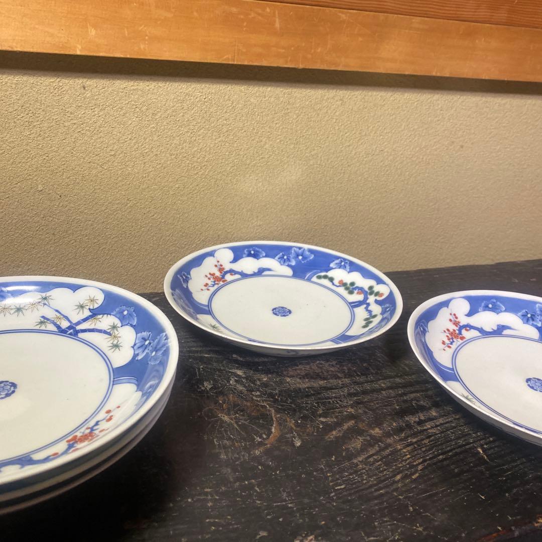 色絵松竹梅6寸皿5枚セット