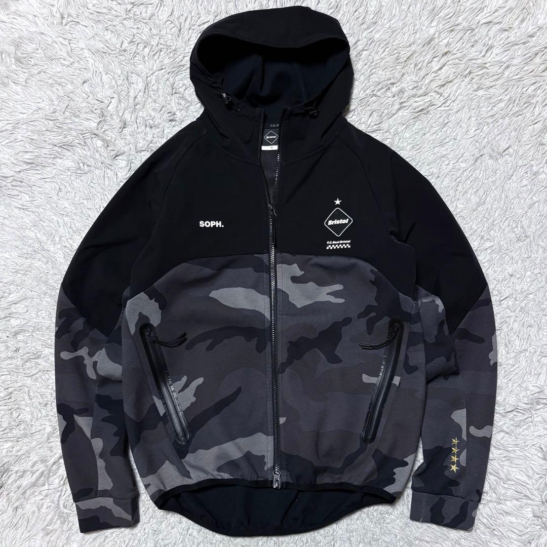 エフシーリアルブリストル SOPH ジップアップパーカー カモフラブラック　S