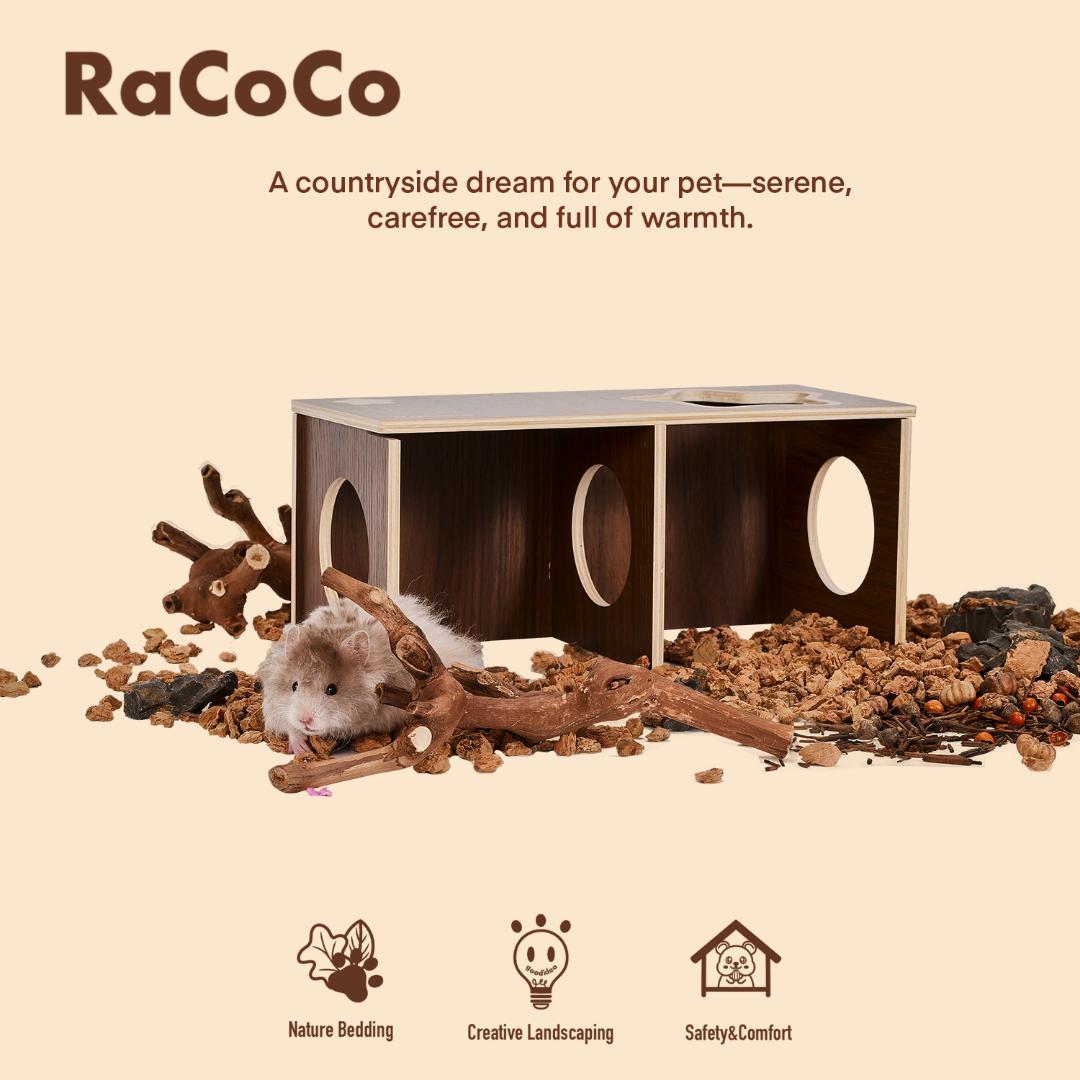 RaCoCo 小動物用木製ハウス 2穴付き