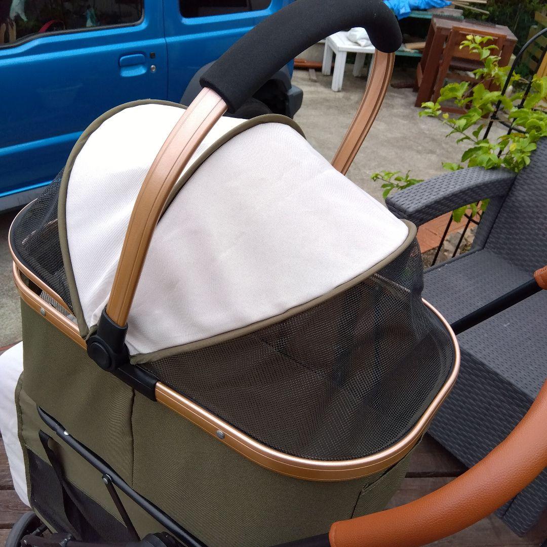 ペットカート 二段式 オリーブグリーン