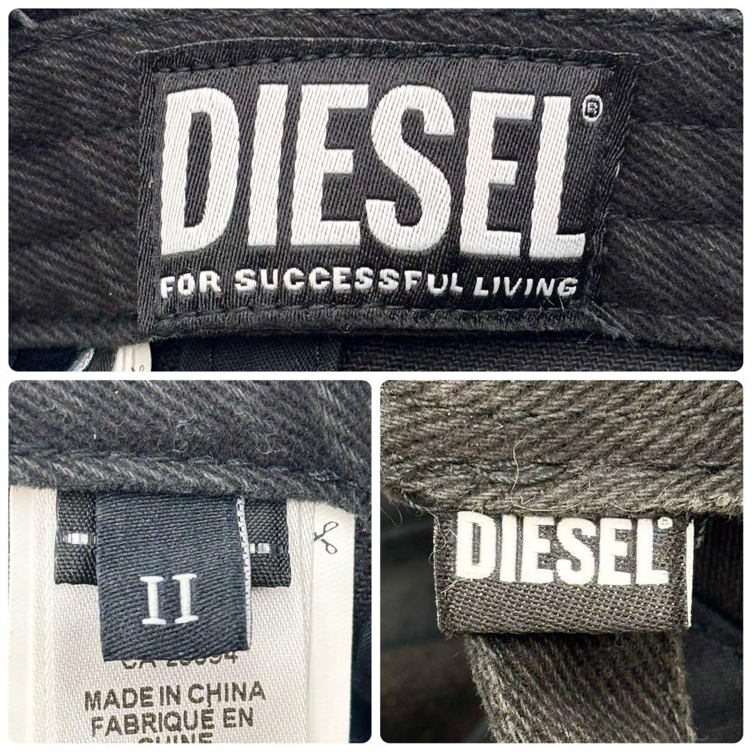 極美品 ディーゼル C-EWAN ダメージキャップ デカロゴ ブラック