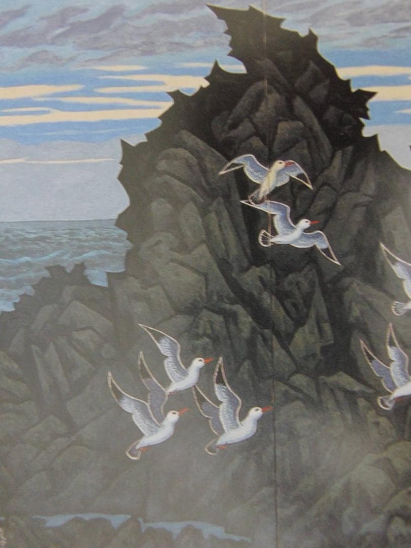 田中路人、【時を刻む岩礁】、希少な額装用画集より、新品額装付、状態良好