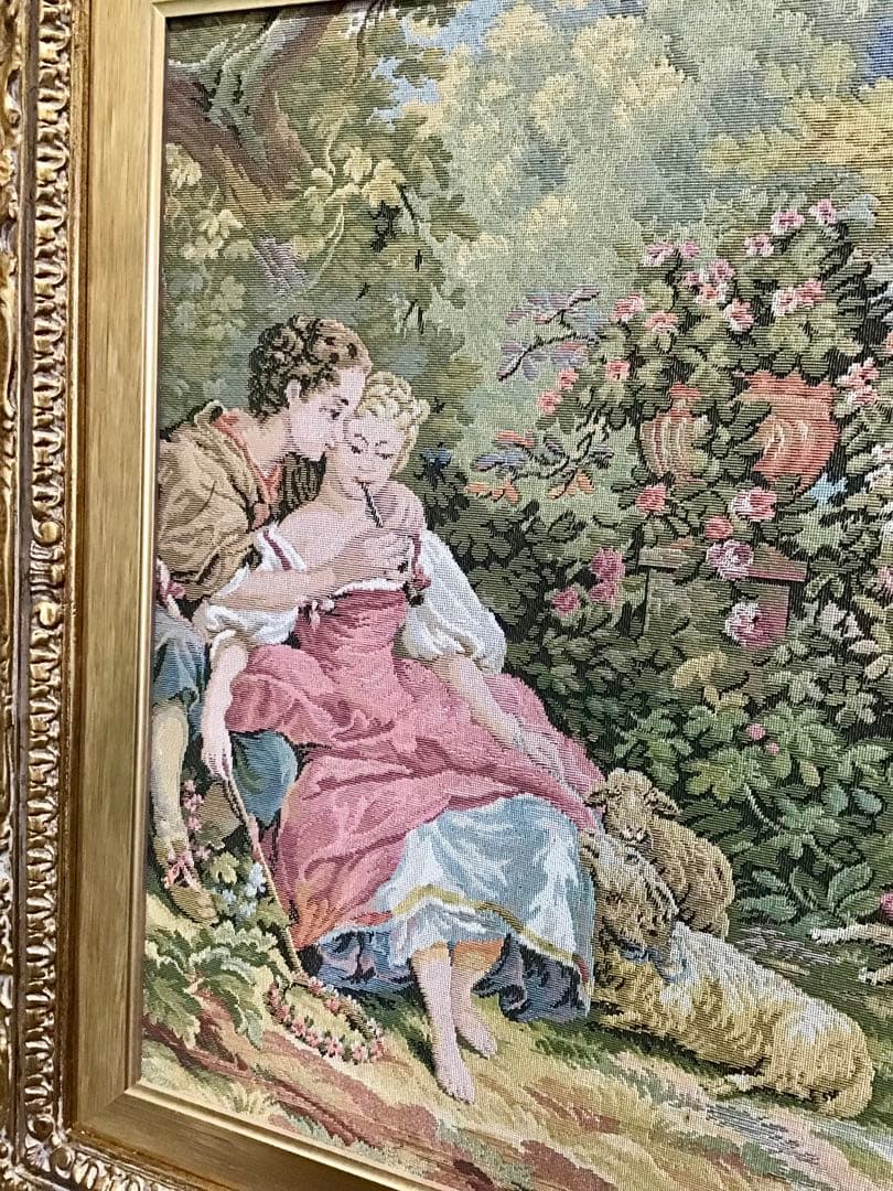 管178☆イタリア製☆ゴブラン織☆額絵☆大型