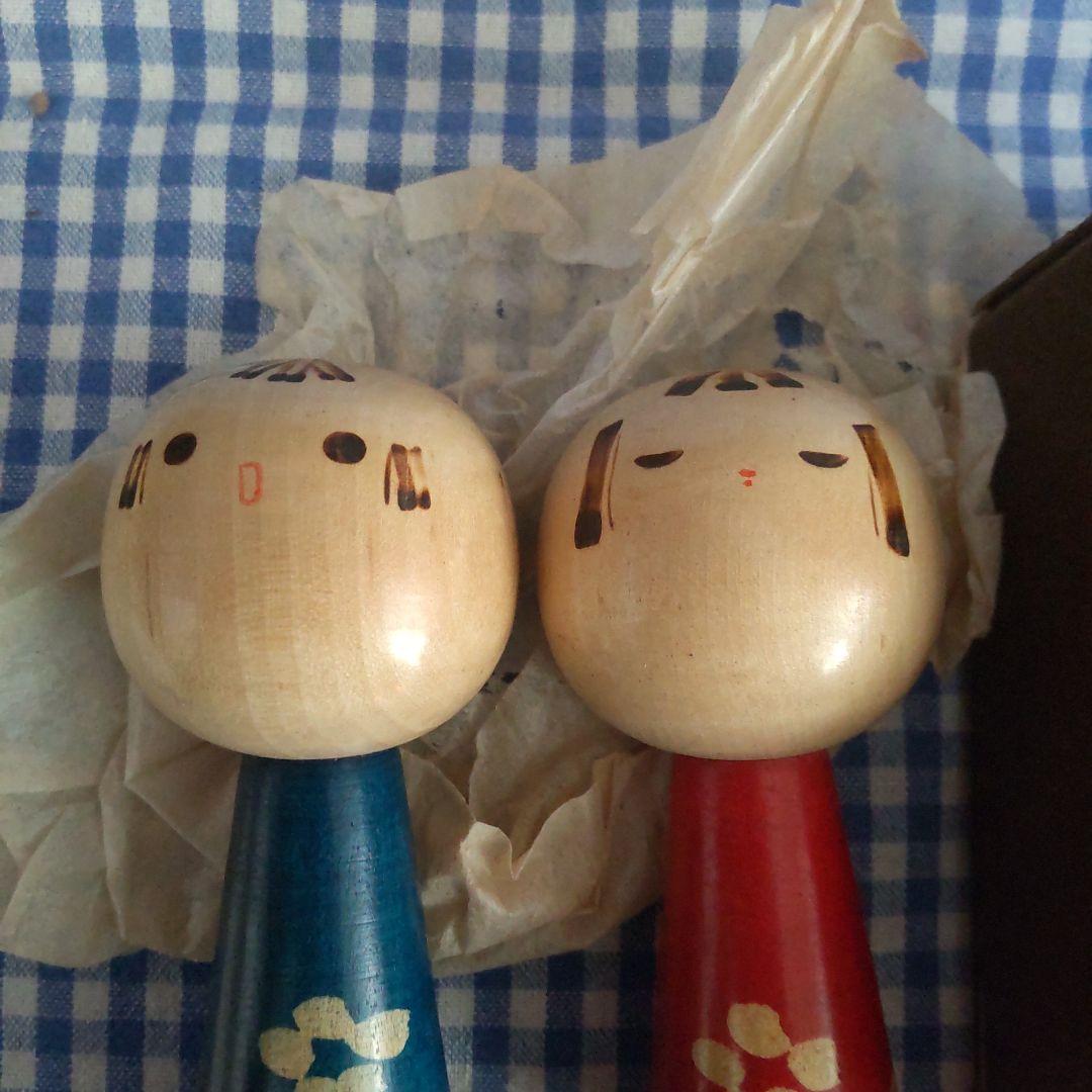 村上けん一 梅堂 こけし 夫婦 ペア アンティーク 昭和レトロ 9センチ