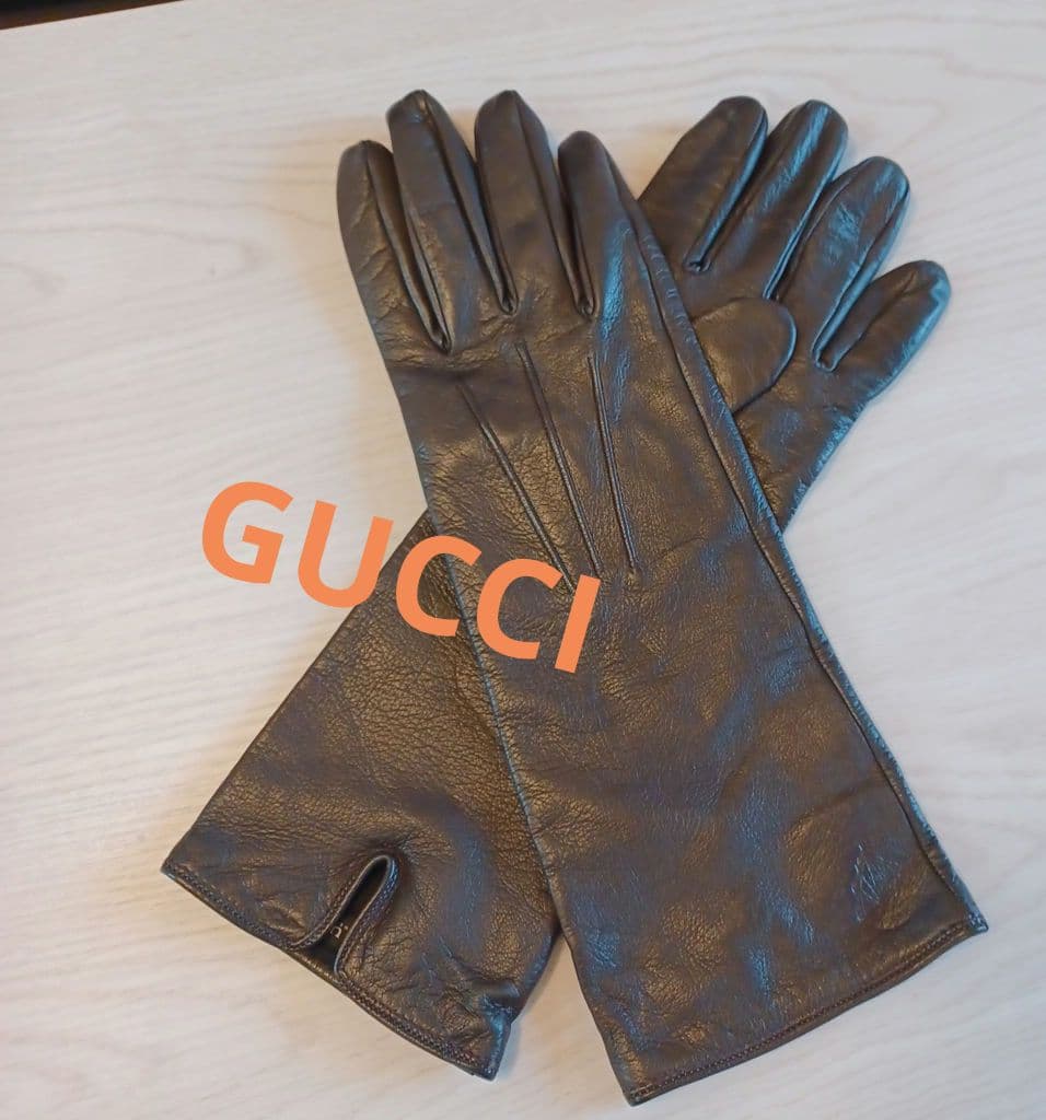 GUCCIブラウンレザー ロンググローブ