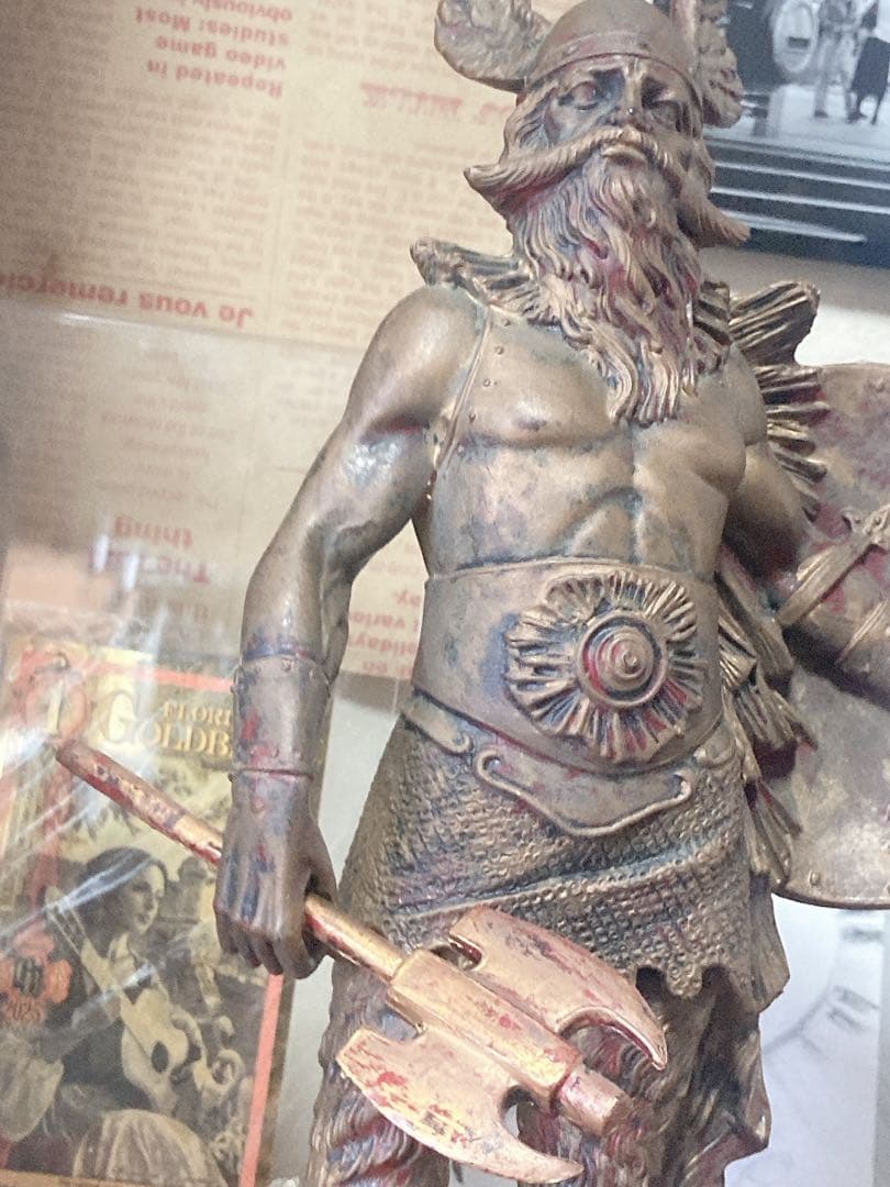 ITALY アンティーク 大理石台座 バイキングの戦士 ブロンズ銅像 No211