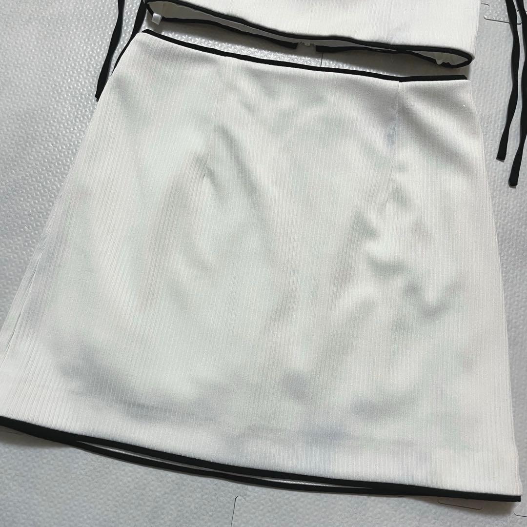 ローブドフルール キャバクラ ドレス セットアップ リボン リブ ホワイト 白