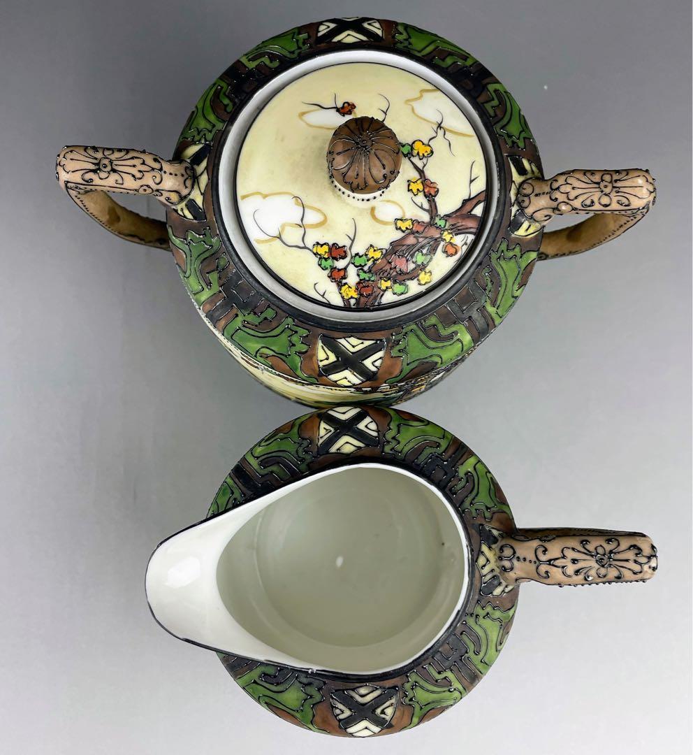 オールドノリタケ ウッドランド シュガーボウル クリーマー 一陳盛り 盛上げ