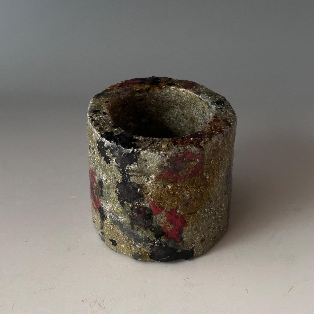 茶道具　つくね　焼貫　蓋置　二代　小川長楽　共箱　陶芸　楽焼　京都　棚　稽古