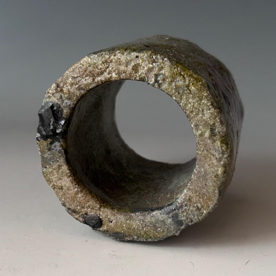 茶道具　つくね　焼貫　蓋置　二代　小川長楽　共箱　陶芸　楽焼　京都　棚　稽古