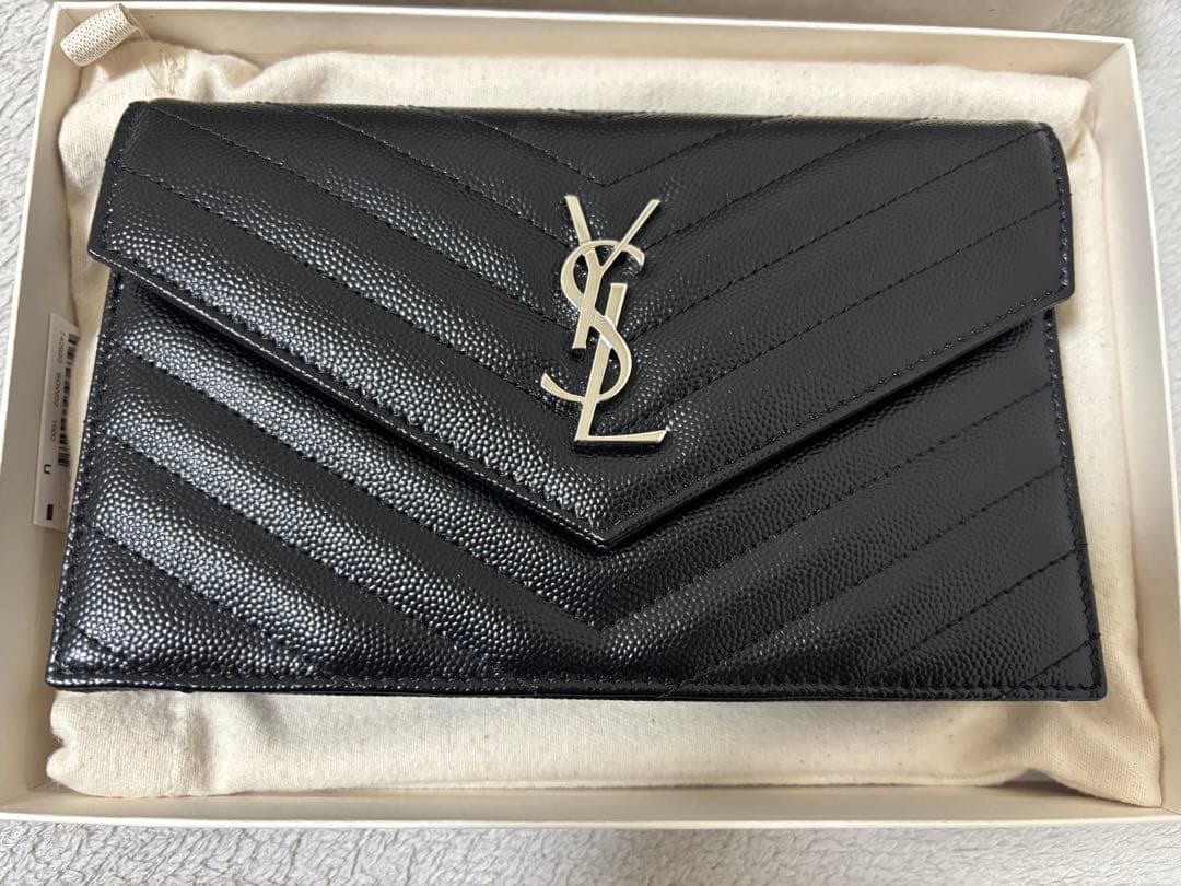 サンローラン YSL チェーンウォレット ブラック　シルバー