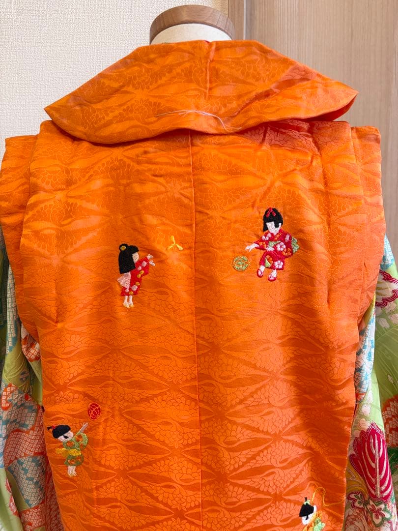 七五三 3歳 4歳 5歳 着物 被布セット 正絹 ヴィンテージ M2509152