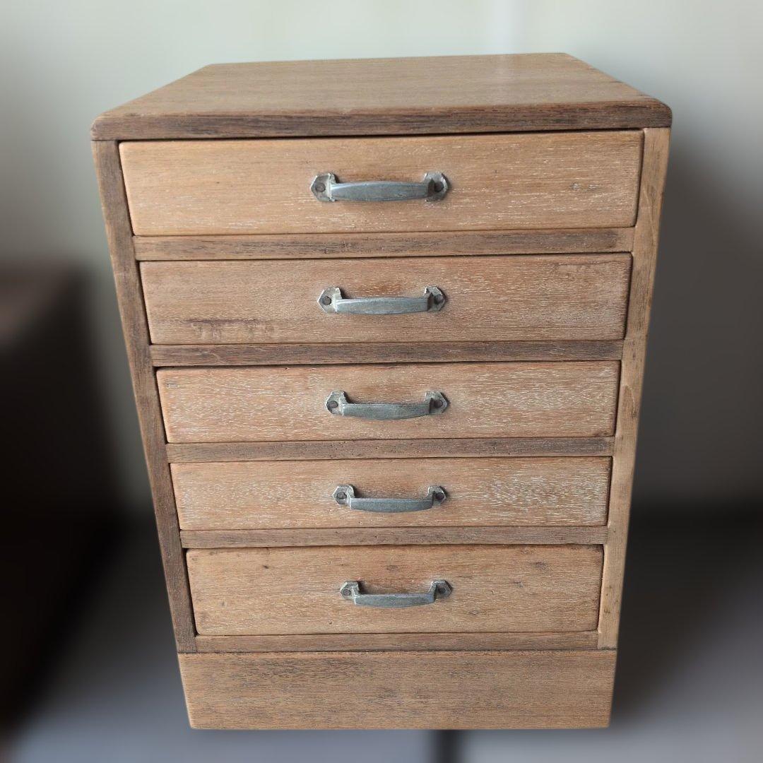 古道具アンティーク戦前木製 5段引き出し