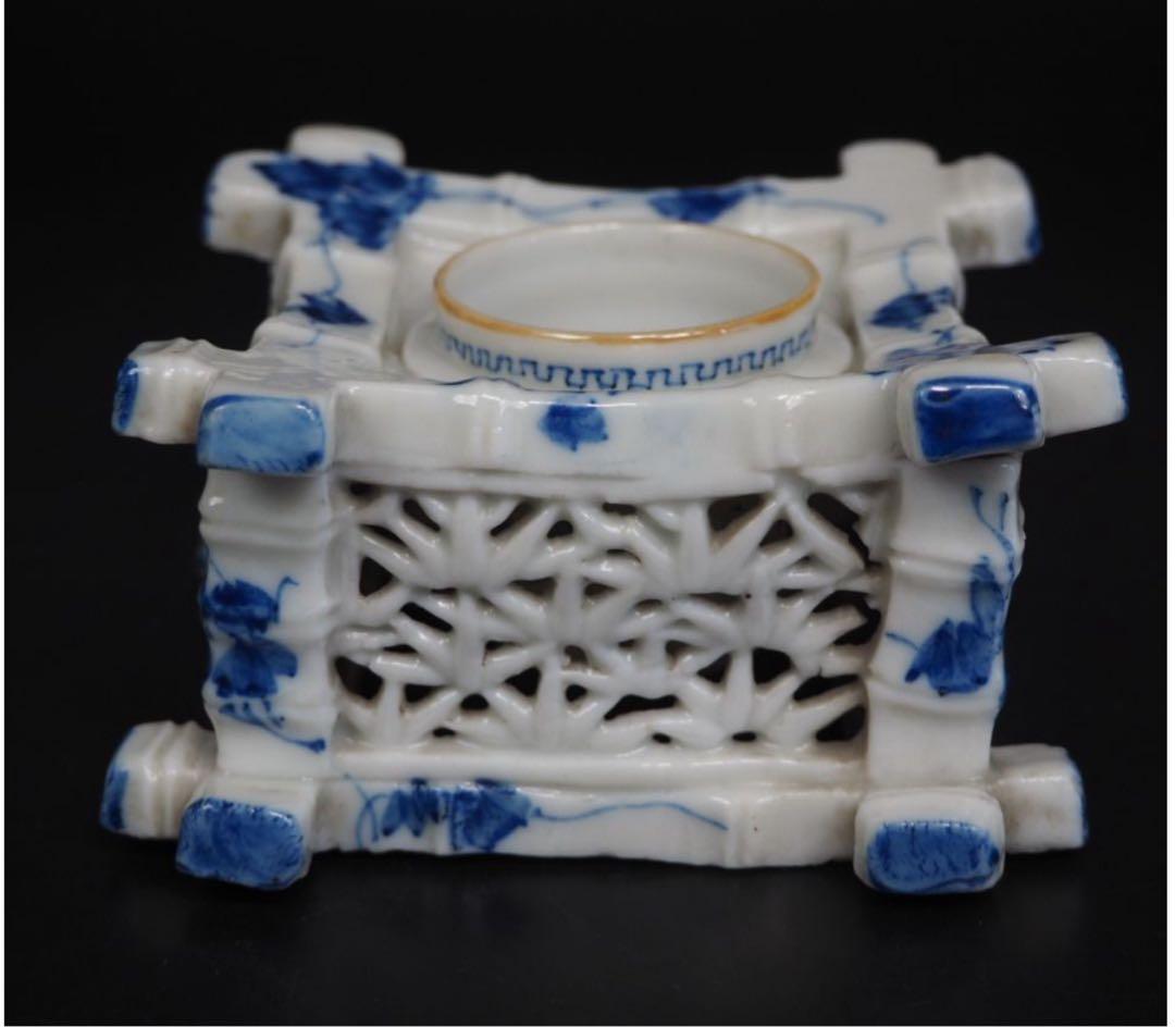 送料無料　明治時代平戸焼　盃台　茶道具検/楽山紫砂九谷備前萩焼常滑伊万里骨董古玩