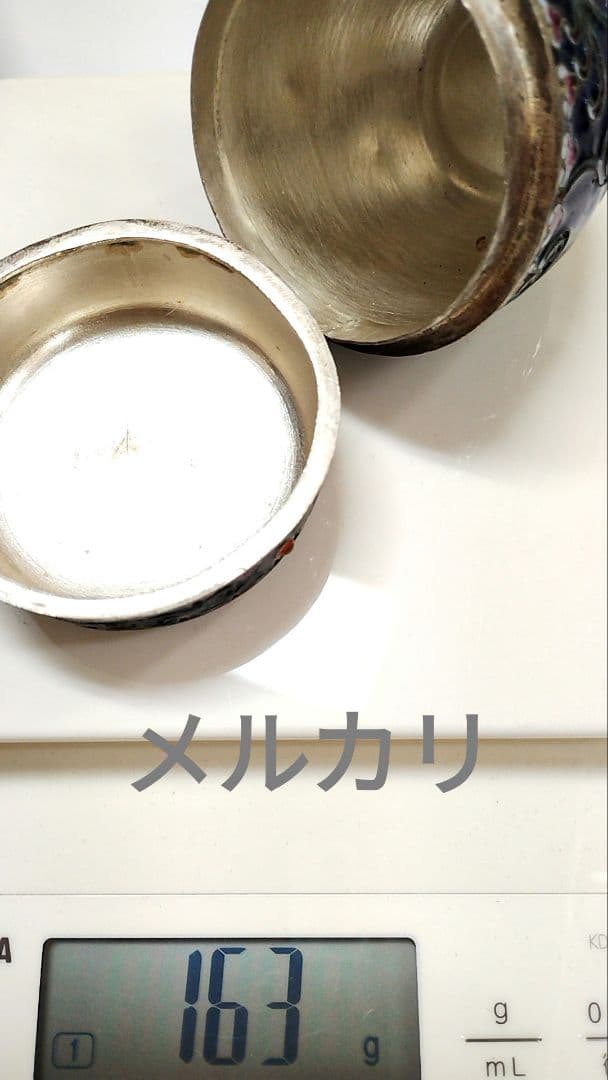 中国美術 銀七宝花文棗 青棗　青い小物入　ジュエリーボックス　箱もの