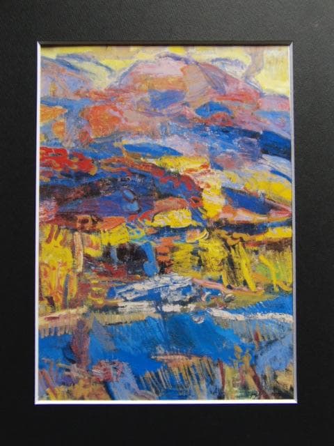 上石田哲夫、【磐梯の秋】、希少な大判画集より、新品高級額・額装付