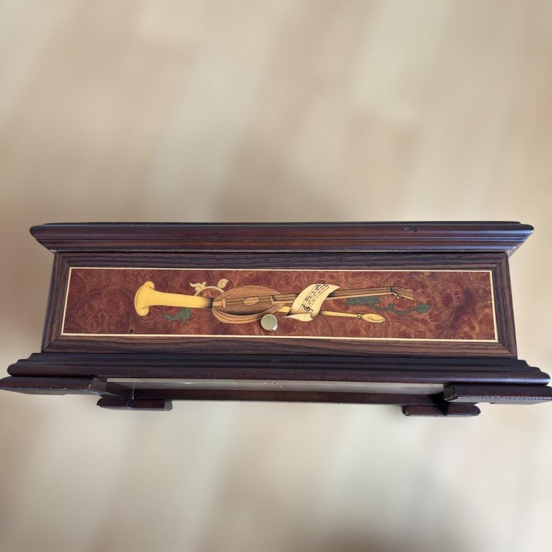 ⚠️箱のみ⚠️リュージュ72弁シリンダーオルゴール用 ボックス　空箱　楽器の象嵌模様