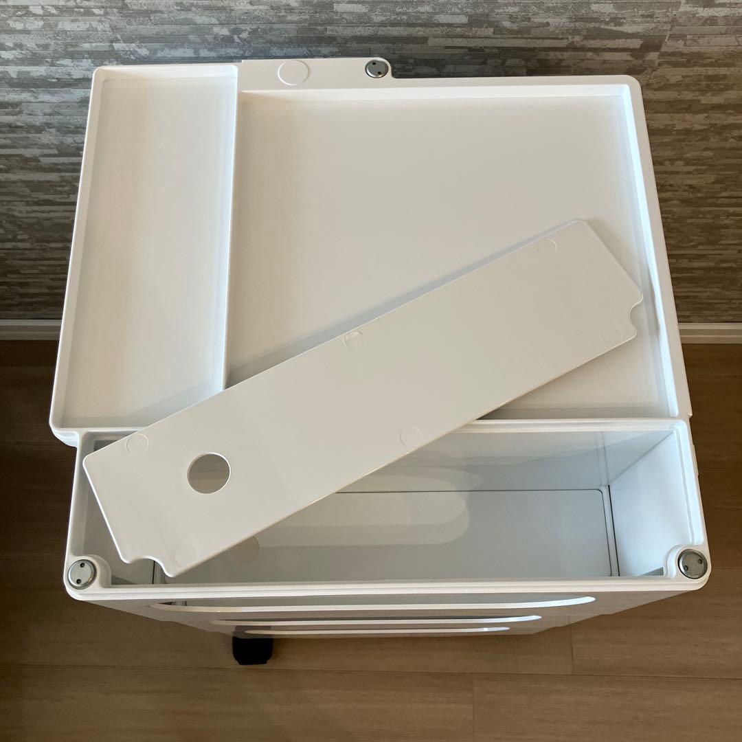 ボビーワゴン　ホワイト 3段チェスト 2トレイ付き キャスター付き