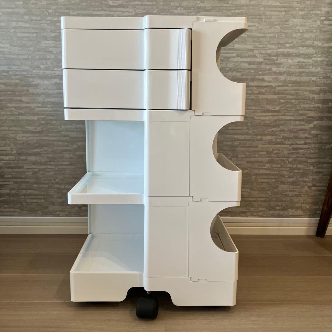 ボビーワゴン　ホワイト 3段チェスト 2トレイ付き キャスター付き