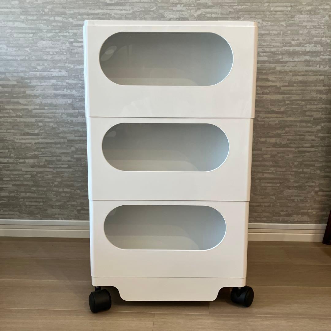 ボビーワゴン　ホワイト 3段チェスト 2トレイ付き キャスター付き