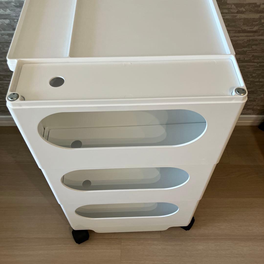 ボビーワゴン　ホワイト 3段チェスト 2トレイ付き キャスター付き